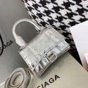 Imitation Balenciaga WOMENS HOURGLASS MINI TOP HANDLE BAG M8000 silver Tl15910Nj42