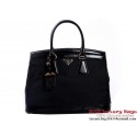 Imitation Fashion Prada Bluette Saffiano Leather Lux Canvas Handbag BN2402 Black Tl6669kd19