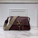 Imitation Fashion VALENTINO Origianl leather shoulder bag V0888 Burgundy Tl19444kd19