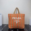 Imitation Prada Raffia tote bag 1NE229 orange Tl5690Nj42