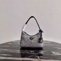 Imitation Prada Satin mini-bag with artificial crystals 1BE515Z black Tl5877Oz49