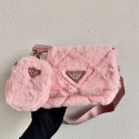 Knockoff AAAAA Prada Mink hair shoulder bag 1BC292M pink Tl5999Jc39