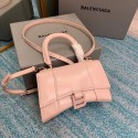 Knockoff Balenciaga Hourglass XS Top Handle Bag shiny box calfskin 28331 LIGHT ROSE Tl15937fY84