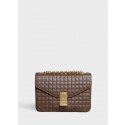 Knockoff CELINE MEDIUM C BAG IN BICOLOUR QUILTED CALFSKIN CL87253 Khaki Tl4987fY84