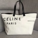 Knockoff CELINE MEDIUM MADE IN TOTE IN TEXTILE 83180 WHITE & BLACK Tl5013ch31