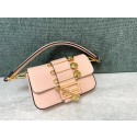 Knockoff Fendi Brooch mini baguette Fendace leather bag 8BS066A pink Tl12613WW40