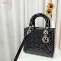 Knockoff MEDIUM LADY DIOR BAG Black Patent Cannage Calfskin M0565OW-2 Tl8585Lg61