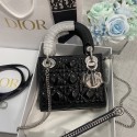 Knockoff MINI LADY DIOR BAG Patent Cannage Calfskin M0566OW black&silver Tl8422yN38