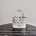 Knockoff Prada Leather Tress Tote 1BG318 white Tl6073cS18