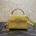 Knockoff VALENTINO GARAVANI VSLING Shiny diamond Mini totebag XW2B0G9 yellow Tl19229tp21