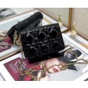 LADY DIOR 5-GUSSET CARD HOLDER WITH CHAIN Patent Cannage Calfskin S0859 black Tl9288tQ92