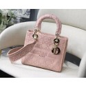 LADY DIOR TOTE BAG IN EMBROIDERED CANVAS C4532 pink Gold Hardware Tl8998vN22