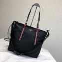 Luxury Prada Saffiano leather and nylon tote 1BG212 black&Red Tl6548bE46