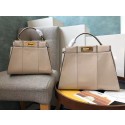 Luxury Replica Fendi Peekaboo Iconic Mini Original Leather Bag FD3676 Apricot Tl13080vv50