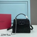 Luxury VALENTINO GARAVANI VSLING Shiny diamond Mini totebag XW2B1G9 black&black-Tone Metal Tl19204kp43