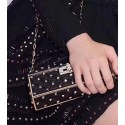 Luxury VALENTINO Rockstud quilted leather cross-body bag A0702 black Tl19688bE46