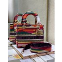 MEDIUM LADY D-LITE BAG Multicolor D-Stripes Embroidery M0565O Tl8620Wi77