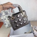 MINI LADY DIOR BAG Lambskin M0566OW silver grey&gold Tl8374Xp72