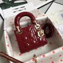 MINI LADY DIOR BAG patent leather M0566OW Wine&gold Tl8148Mc61