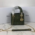 MINI LADY DIOR TOTE BAG IN EMBROIDERED CANVAS C4531 Blackish green Tl9117XW58