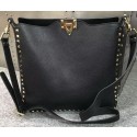 New Valentino Garavani Rockstud Hobo Bag VO84499 Black Tl19757Uf80