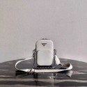 Prada Brushed leather shoulder bag 1BH183 white Tl5956Va47