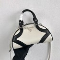 Prada Calf skin tote 1BD071 white&black Tl6241Cw85