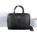 Prada Grainy Calf Leather Briefcase 80661 Black Tl6643cP15