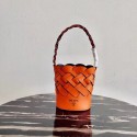 Prada Original Leather Woven Pattern Bucket Bag 1BG049 orange Tl6077wn15