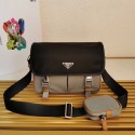 Prada Re-Nylon and Saffiano leather shoulder bag 2VD769 black&gray Tl5880hT91