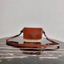 Prada Saffiano leather mini shoulder bag 1BD043 brown Tl6094sp14