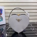 Prada Saffiano Original Leather Tote Heart Bag 1BH144 White Tl6329yC28