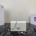 Prada Small brushed leather shoulder bag 1BH307 white Tl5907uk46