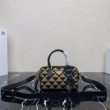 Prada Symbole embroidered jacquard fabric top-handle bag 1BB846 black Tl5701VF54