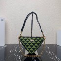 Prada Symbole leather and fabric mini bag 1BC176 Green Tl5752bT70