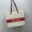 Replica Celine SQUARED CABAS CELINE IN PLEIN SOLEIL TEXTILE AND CALFSKIN 192172 RED&TAN Tl4760rH96