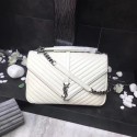 Replica Designer YSL Classic Monogramme White Leather Flap Bag Y392738 Silver Tl15156Bb80