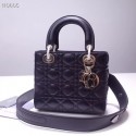 Replica Fashion Dior lucky badges Original sheepskin Tote Bag 88035 black Tl9233HM85