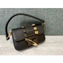 Replica Fendi Brooch mini baguette Fendace leather bag 8BS066A black Tl12614Yn66