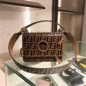 Replica Fendi Calfskin Leather Flap Shoulder Bag 6885 brown Tl13212XB19