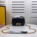 Replica FENDI MINI BAGUETTE CHAIN Black nappa leather bag 8BS045A Tl12973BJ25