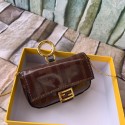 Replica FENDI NANO BAGUETTE CHARM Nappa Original Leather Bag 7AR844 Brown Tl12864UD97