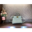 Replica Fendi Peekaboo Mini braided leather bag 8BN244A green Tl12527AP18