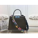 Replica Fendi Peekaboo Small Bag Calfskin Leather FD26796 Khaki Tl13230iu55