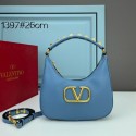 Replica High Quality VALENTINO GARAVANI STUD SIGN Calf Leather Hobo bag 1W2B0K69 sky blue Tl19196Jh90