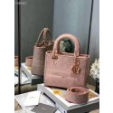 Replica MEDIUM LADY D-LITE BAG Bois De Rose Cannage Embroidery M0565OREY Rose Tl8934Ye83