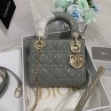 Replica MINI LADY DIOR BAG Patent Cannage Calfskin M0566OW gray&gold Tl8420VA65