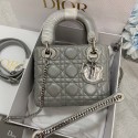 Replica MINI LADY DIOR BAG Patent Cannage Calfskin M0566OW gray&silver Tl8419ED66