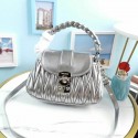 Replica miu miu Matelasse Nappa Leather Shoulder Bag 5BD188 Silver Tl18556ec82