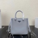 Replica Prada brushed leather tote 1BA330 light grey Tl5943EO56